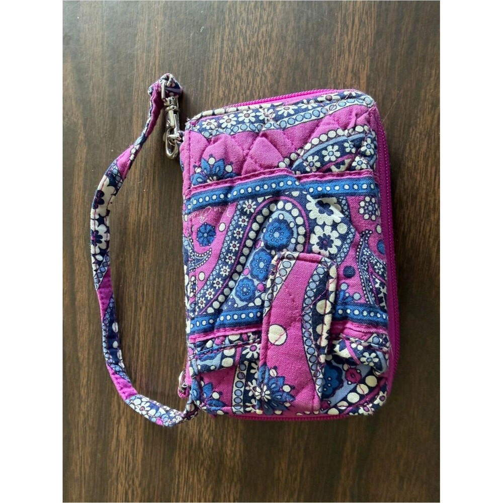 Vera Bradley Quilted Paisley Wristlet in Pink & Blue